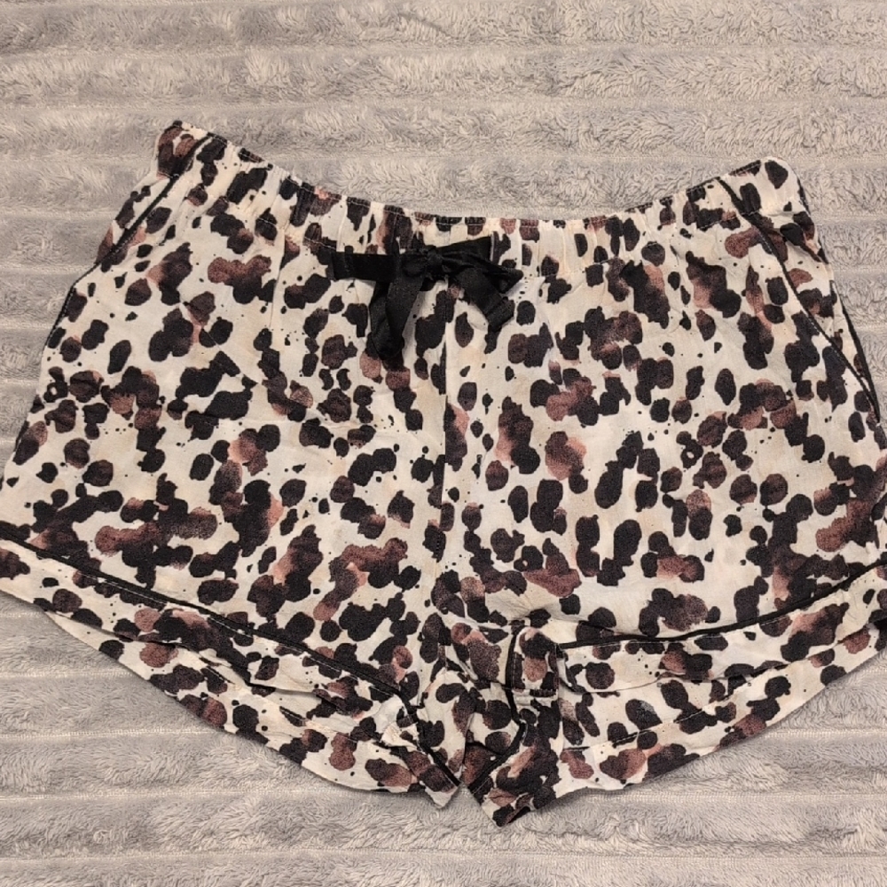 Stars Above Animal Print Pajama Shorts - Black and Brown